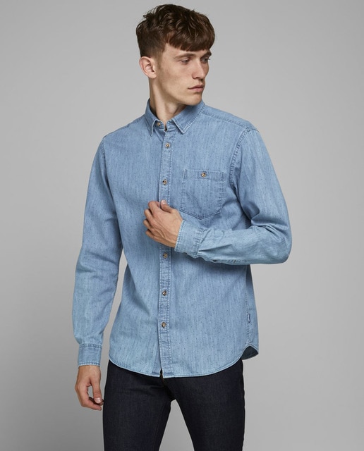Camisa vaquera de hombre slim estampada 