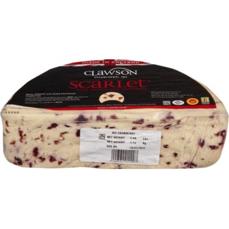 Queijo Scarlet White com Arandos Peso Aproximado por unidade 1,2 kg - Clawson