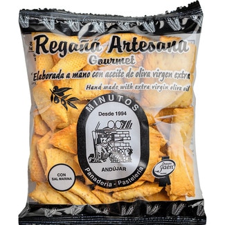 regañás artesanas Gourmet elaborada a mano con aceite de oliva virgen extra y sal marina bolsa 200 g - Minutos