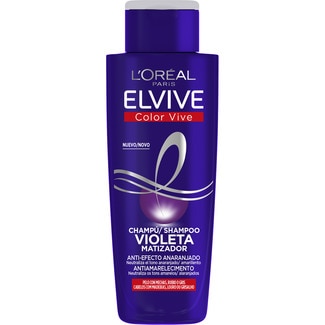 champú violeta matizador Color Vive anti-efecto anaranjado frasco 200 ml para pelo con mechas rubio o gris - Elvive