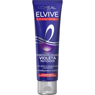 mascarilla de pelo matizadora Color Vive anti-efecto anaranjado + nutrición tubo 150 ml para pelo con mechas blanco o gris - Elvive