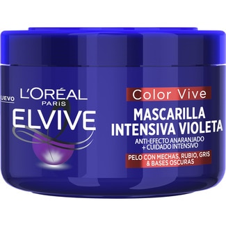 mascarilla de pelo intensiva violeta matizador Color Vive anti-efecto anaranjado tarro 250 ml - Elvive