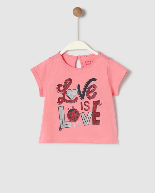 Camiseta de niña rosa ''Love is love''