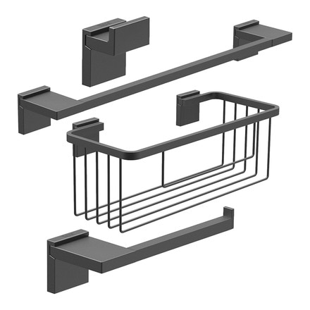 Colección de accesorios de baño en color negro Rubik Roca · Roca · El