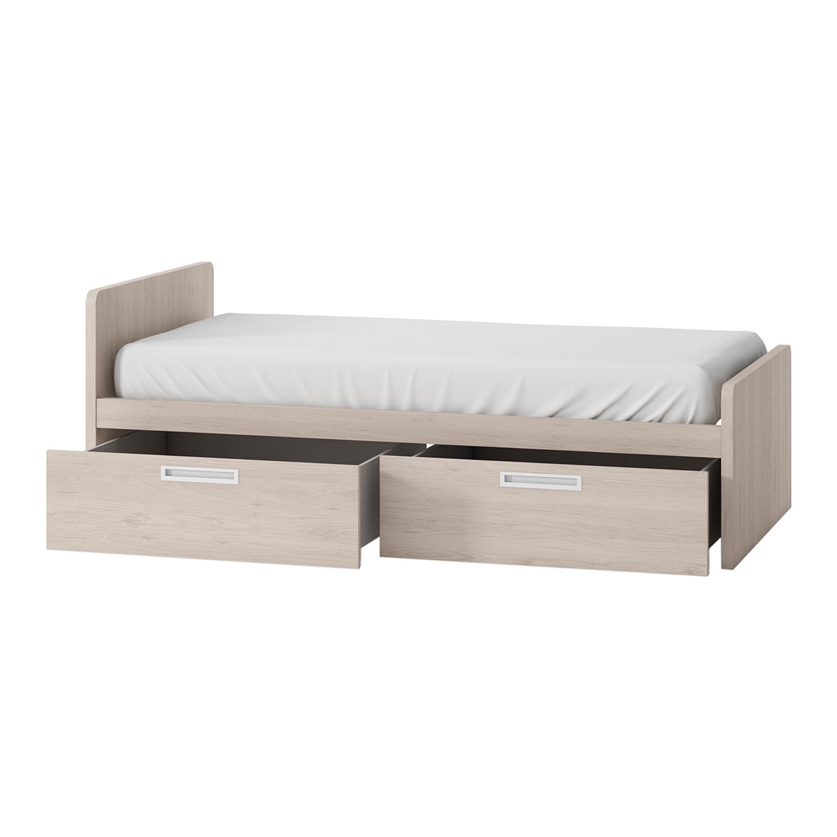 Cama com 2 gavetas e encosto esquerdo alto Mio Areia-2