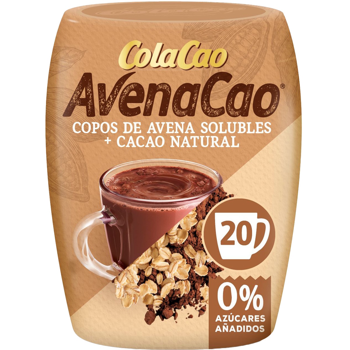 copos de avena solubles Kölln con cacao natural 0% azúcares añadidos bote 300 g