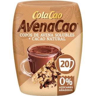copos de avena solubles Kölln con cacao natural 0% azúcares añadidos bote 300 g - Colacao