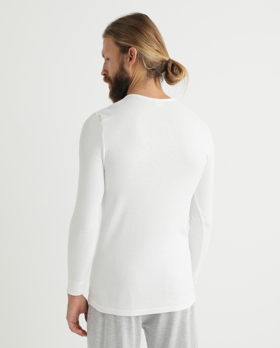 Camisola interior branca de homem com manga comprida Branco-2