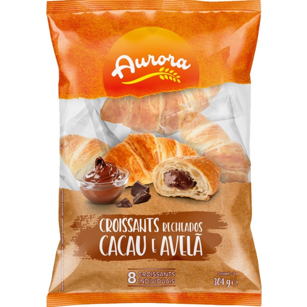 Croissants Recheados com Cacau e Avelã embalagem 304 g