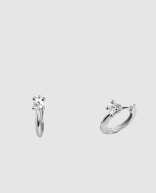 Imagen 0 de Pendientes de aro Black & White de oro y diamantes