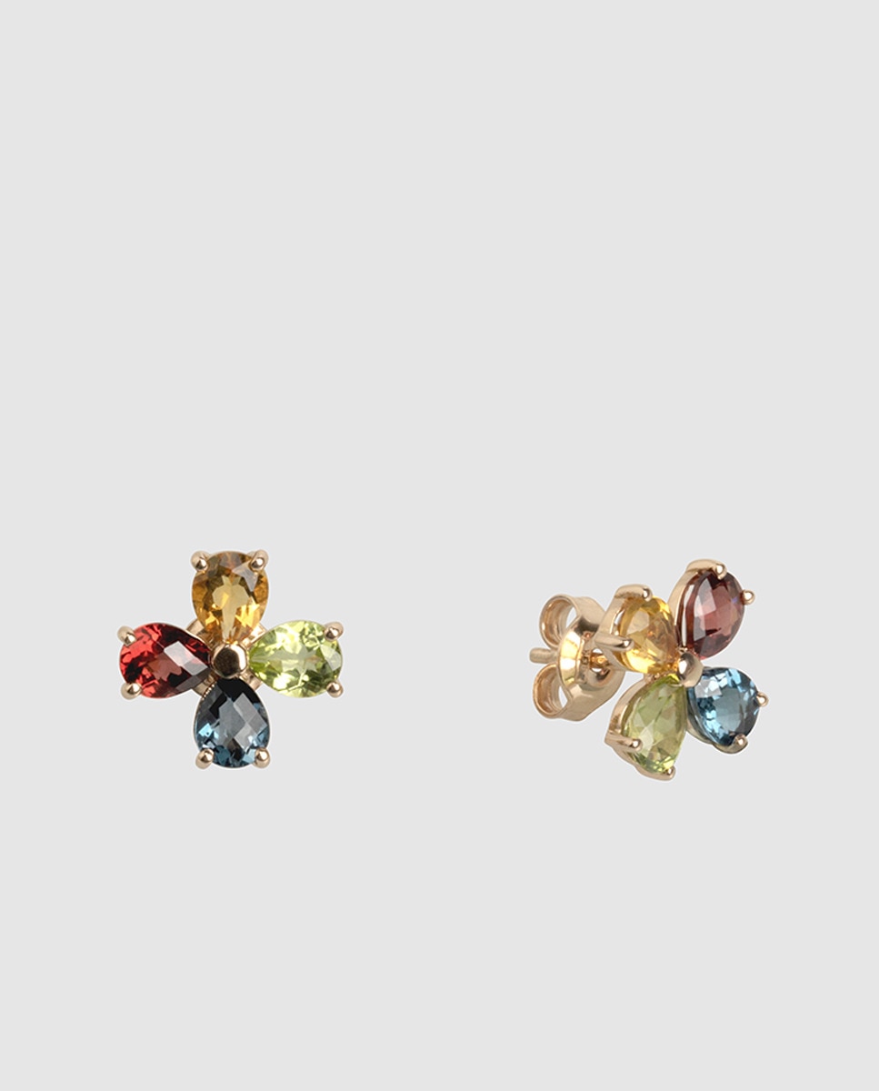 Pendientes Black & White de oro con topacio London Blue Multicolor-1