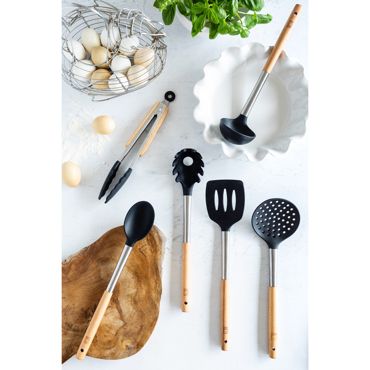 Pincel de aço inoxidável e madeira Market Preto-2