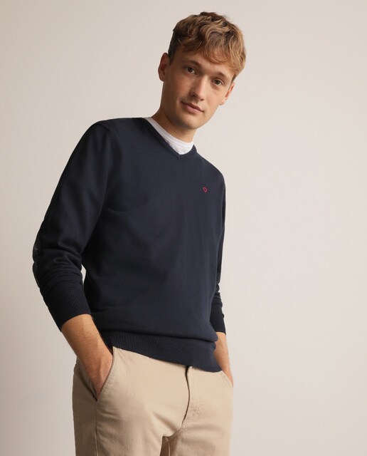 Jersey de hombre azul marino con cuello pico · Studio Classics · El Corte  Inglés