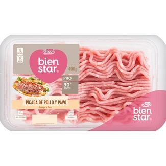 Bienstar preparado burger meat de pollo y pavo sin gluten ni lactosa bandeja 400 g - Elpozo