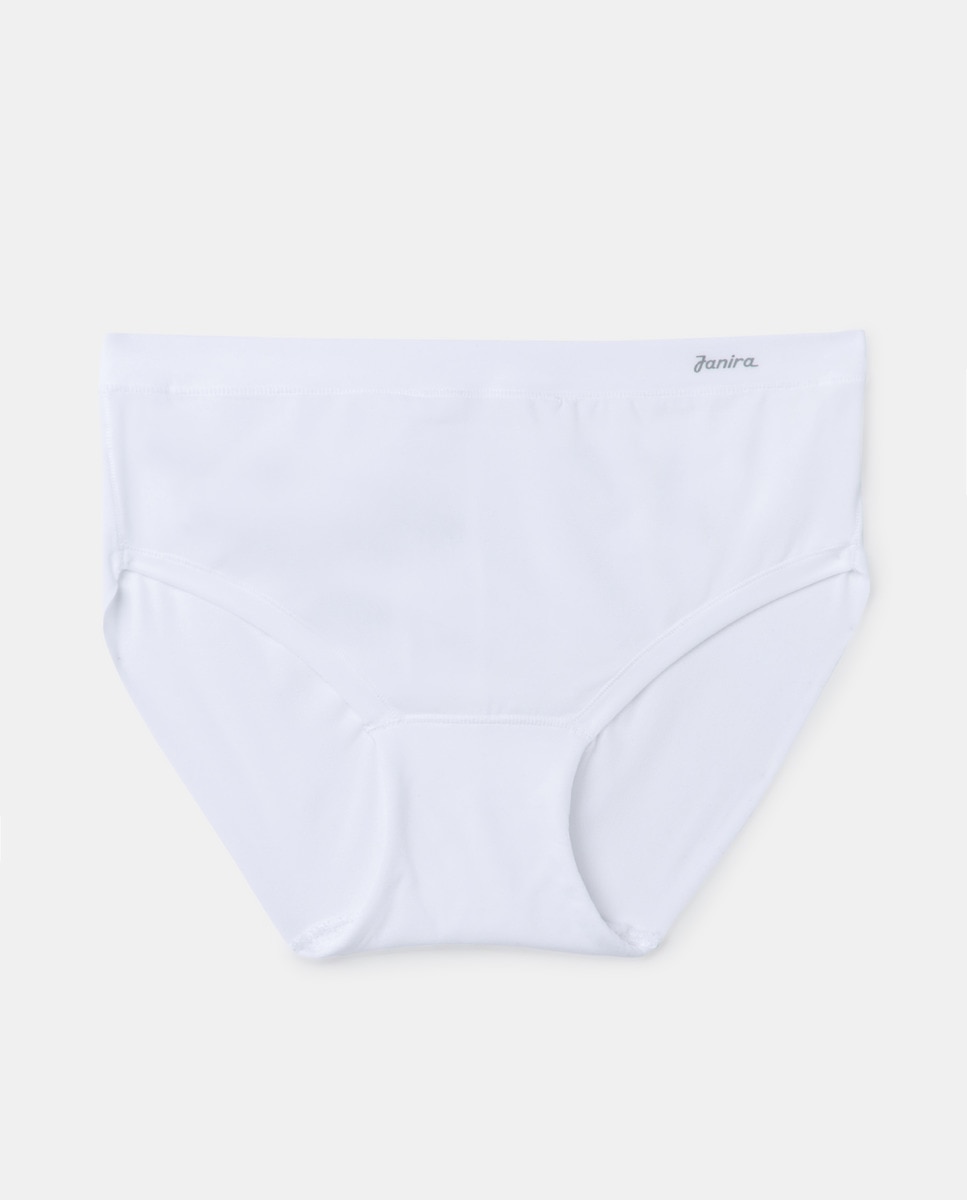 Cueca lisa de cintura intermédia Branco-3