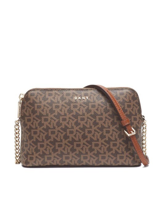 Bandolera pequeña de mujer DKNY en marrón con estampado de logos · DKNY ·  El Corte Inglés