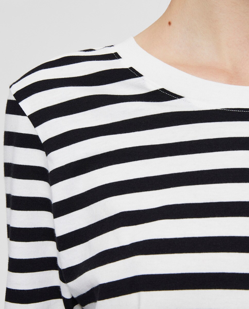 Camisola 100% algodão orgânico às riscas com manga comprida Preto-4