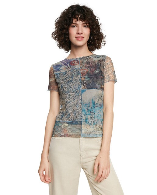 Camiseta de mujer slim en tul semitransparente · Desigual · El Corte Inglés
