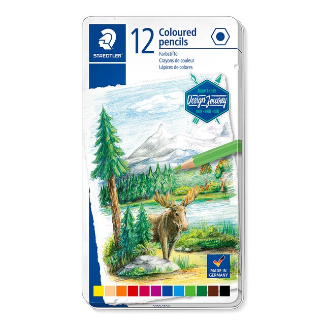 Imagen 0 de 12 Lápices de Color Design Journey Staedtler Caja Metálica