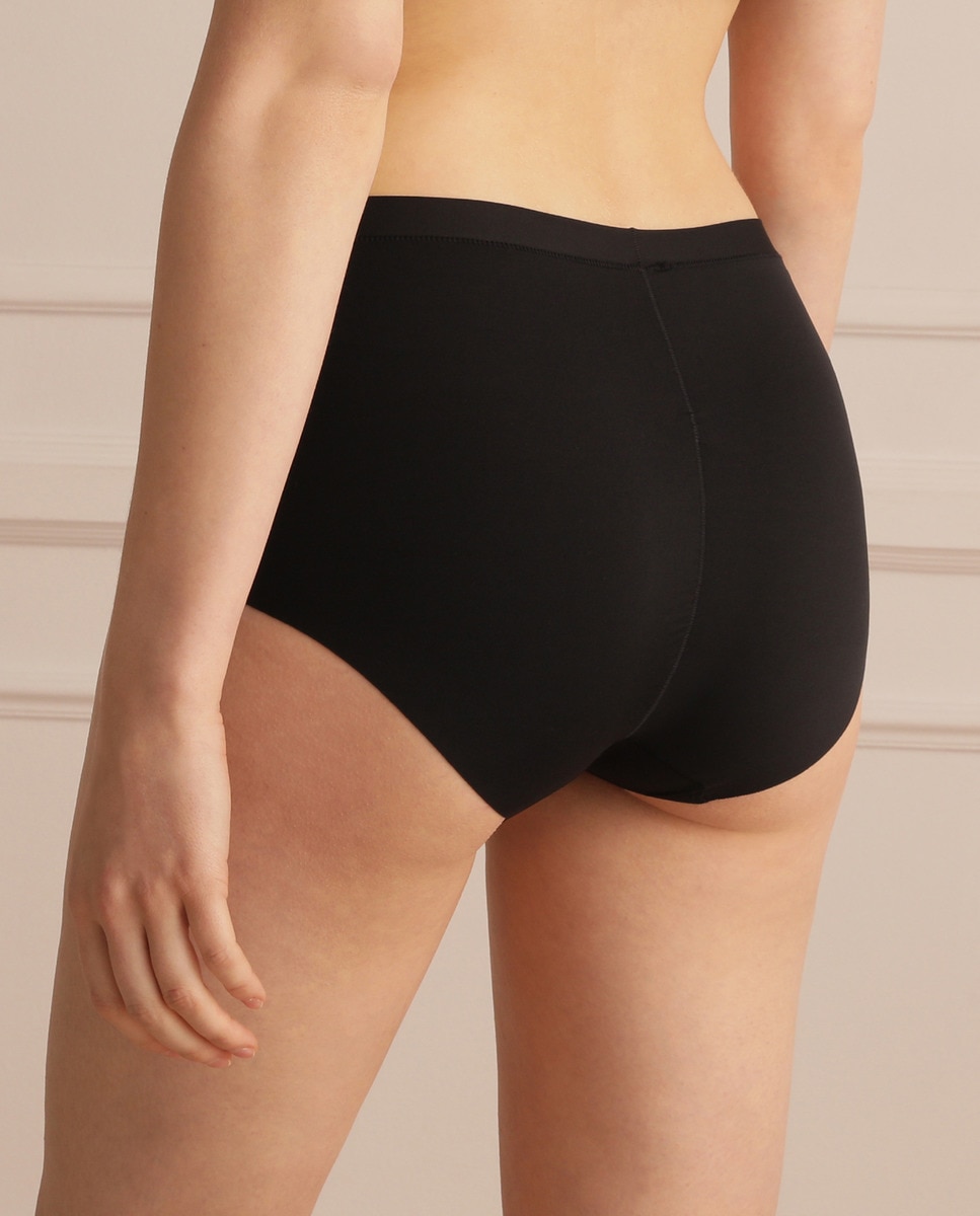 Cueca de cintura subida lisas Preto-2