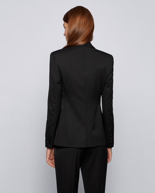 Blazer de mujer de esmoquin con ribetes de seda en corte regular · Boss · El  Corte Inglés