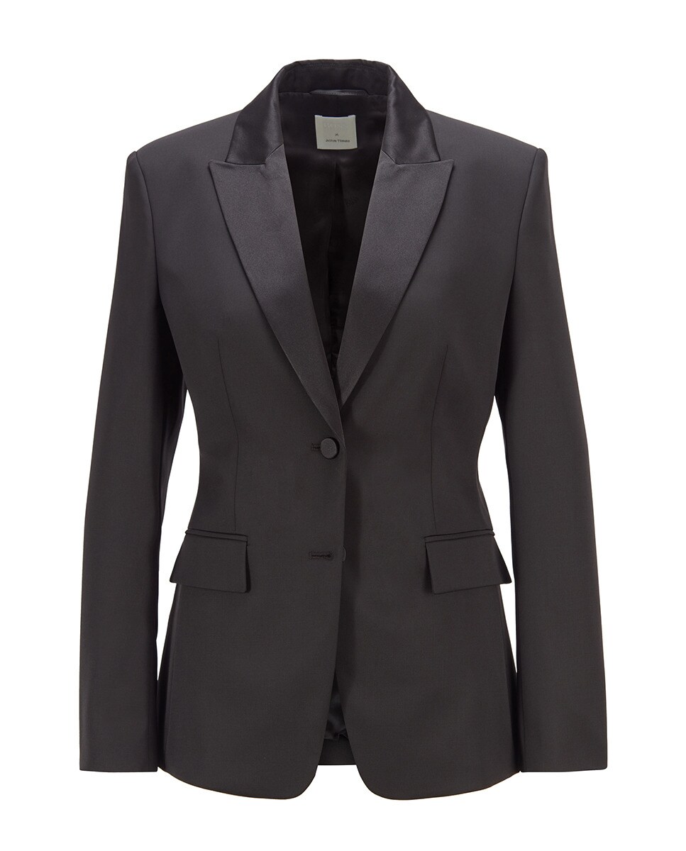 Blazer de mujer de esmoquin con ribetes de seda en corte regular · Boss · El  Corte Inglés