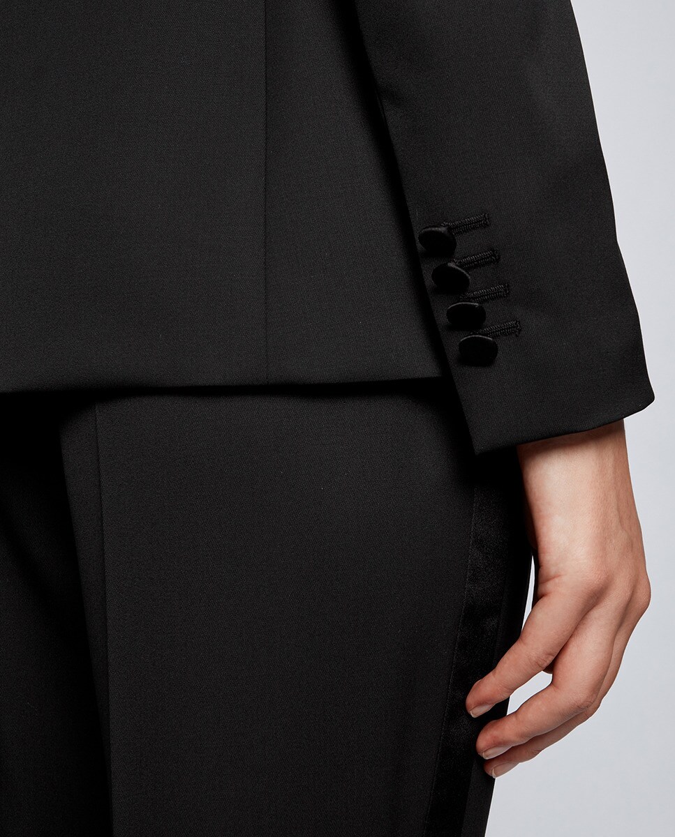Blazer de mujer de esmoquin con ribetes de seda en corte regular · Boss · El  Corte Inglés