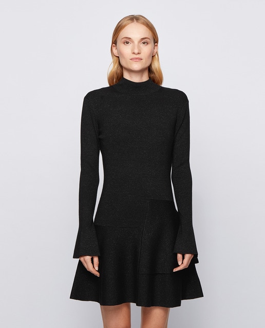 Vestido de punto con vuelo en mezcla de lana, de corte entallado · Boss ·  El Corte Inglés
