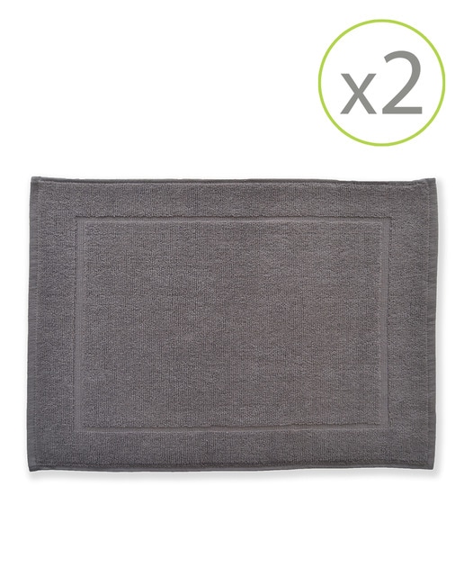 Imagen 0 de Pack de 2 alfombrines de baño de 45 x 65 cm gris