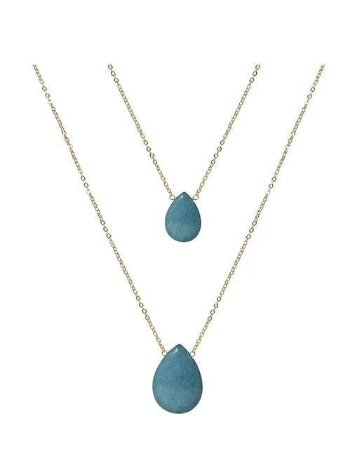 Imagen 0 de Collar Abelia metal dorado y ágata Azul