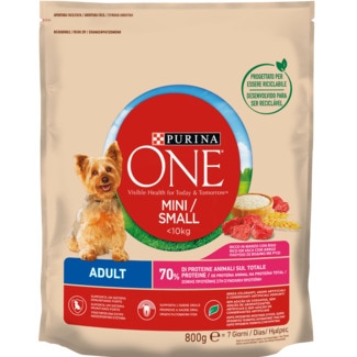 Ração para Cão Adulto Pequeno Rica em Carne de Vaca com Arroz embalagem 800 g - Purina One Mini