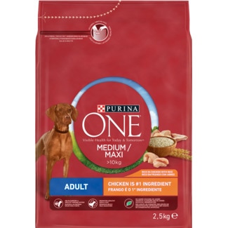 Ração para Cão Adulto com mais de 10 Kg Rica em Frango com Arroz embalagem 2,5 kg - Purina One