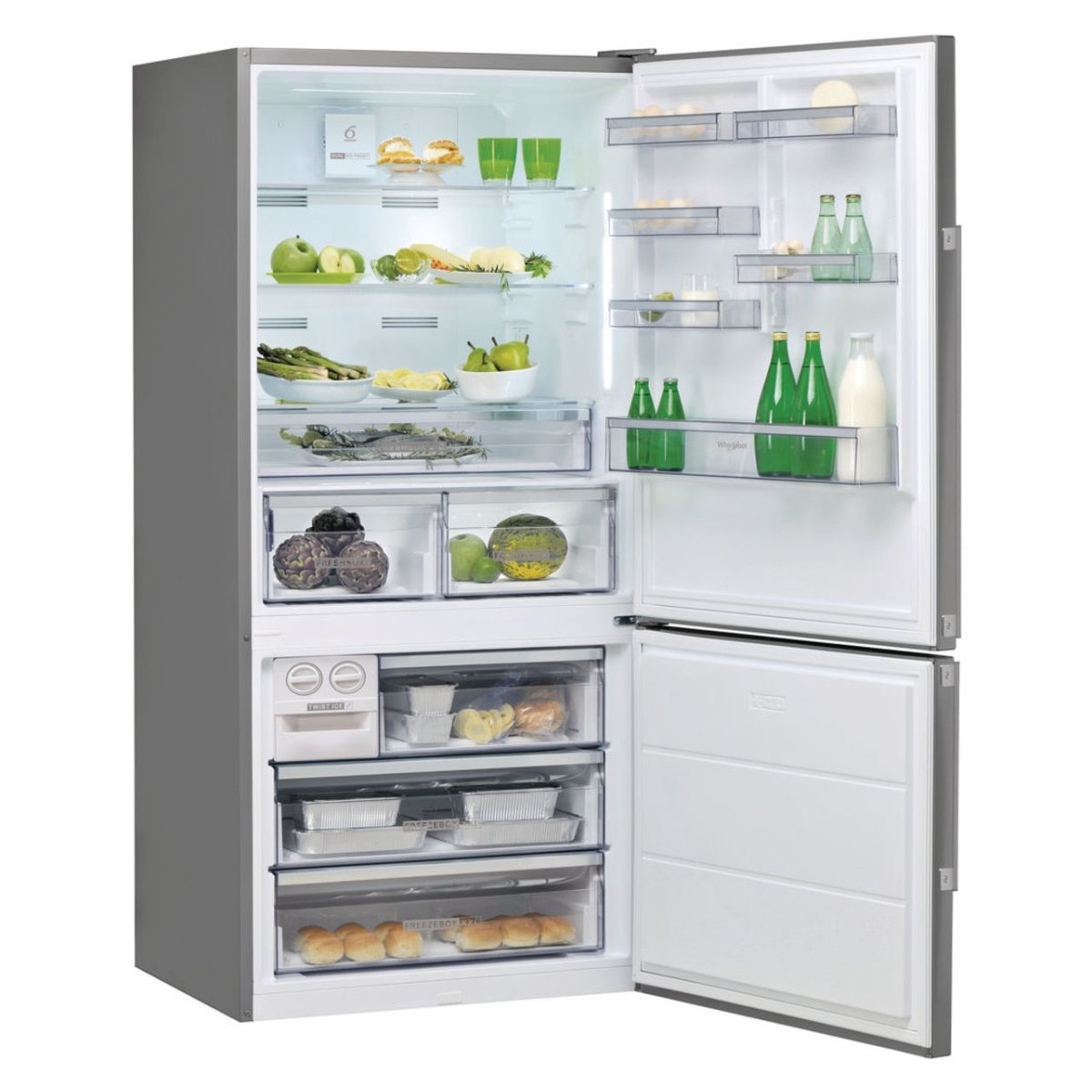 Frigorífico Combinado Whirlpool W84BE 72 X 2 com Tecnologia No Frost e 6º Sentido e de 186 cm - Inox Inox-2
