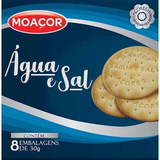 Bolachas de Água e Sal Pack 8 embalagem 30 g - Moaçor