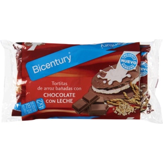 Tortitas de Arroz Integral com Chocolate de Leite Pack 4x2 embalagem 130 g - Bicentury