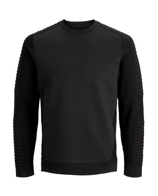 Jersey de hombre negro con cuello caja