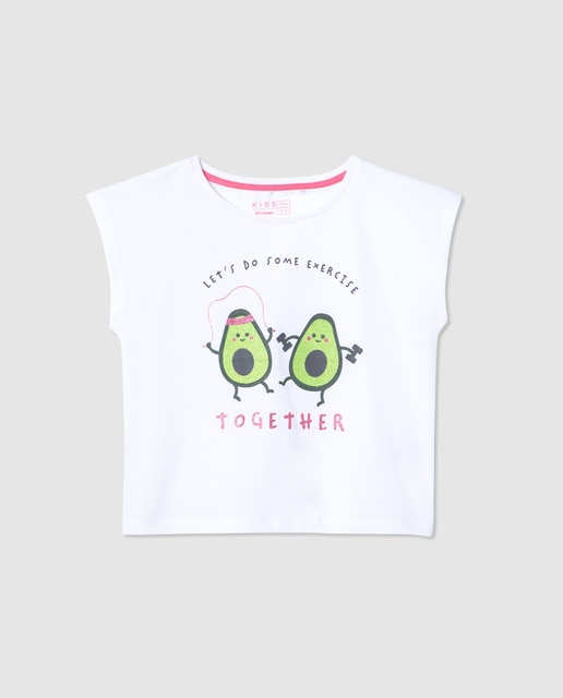Camiseta de niña aguacates glitter