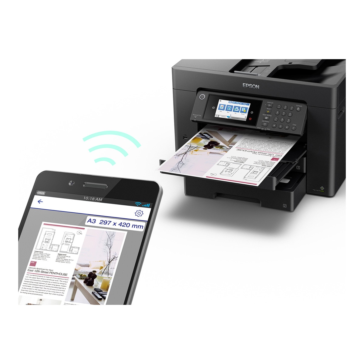 Impresora Multifunción tinta Epson WorkForce WF-7840DTWF Fax y Wi-Fi Negro-6