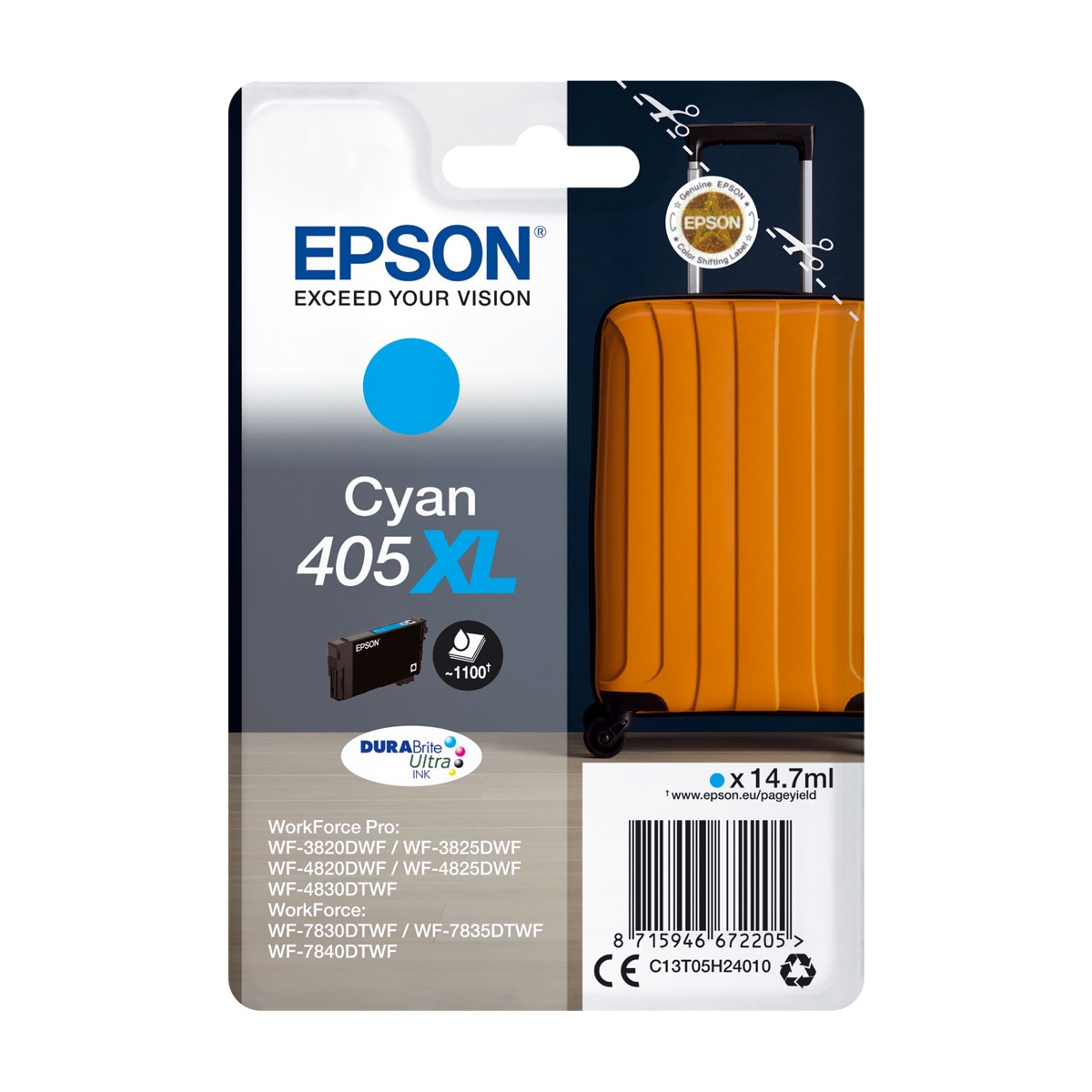 Cartucho de tinta original Epson 405 XL cian (C13T05H24010) 1