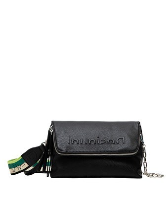 Bandolera de mujer Desigual Embossed Half Logo Venecia en negro con  bolsillo exterior · Desigual · El Corte Inglés