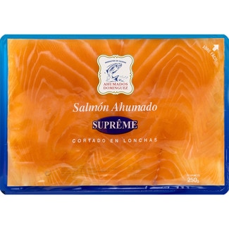 salmón ahumado Supreme en lonchas envase 250 g - Ahumados Dominguez