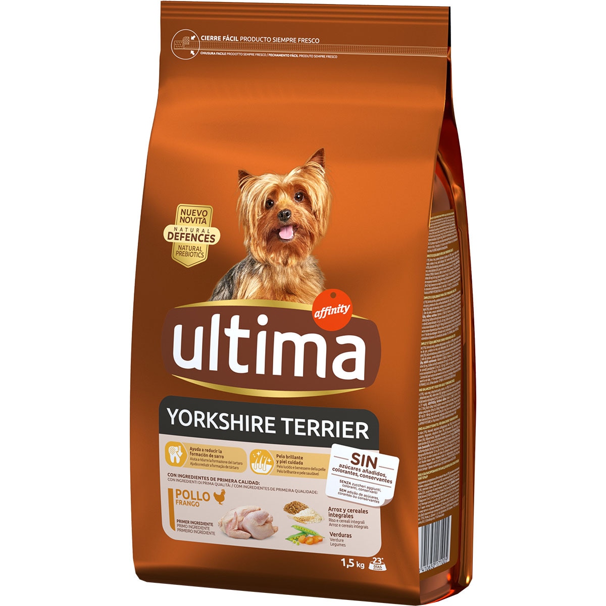 Yorkshire Terrier pienso para perros con pollo bolsa 1,5 kg