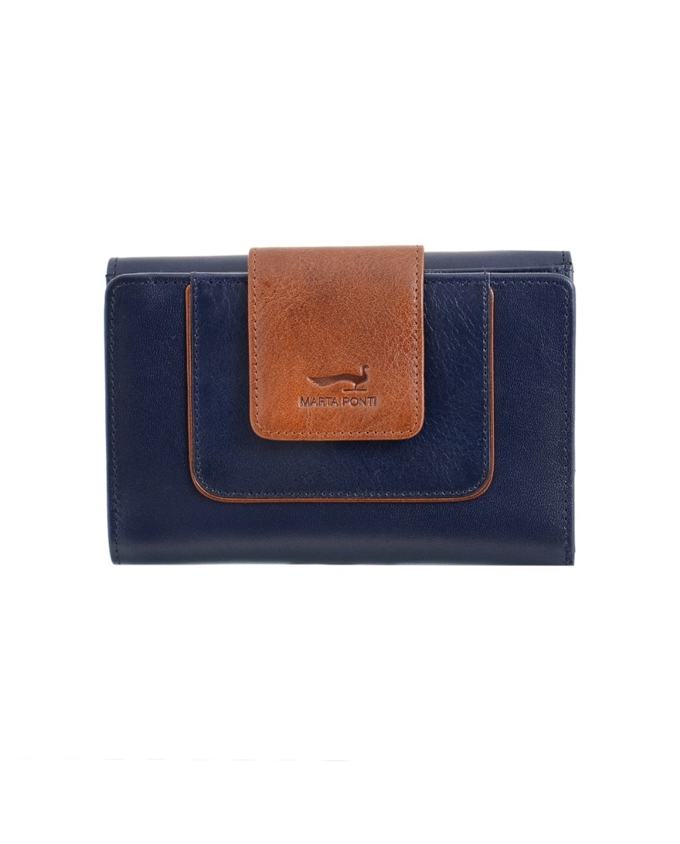 Carteira de Senhora Ladies York 506 by Marta Ponti em Pele - Preto 353 Azul-1