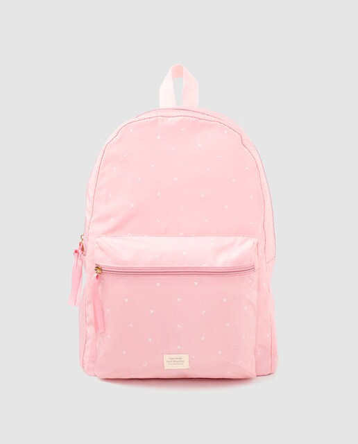 Mochila plegable de mujer El Corte Inglés en rosa con print de estrellas ·  El Corte Inglés
