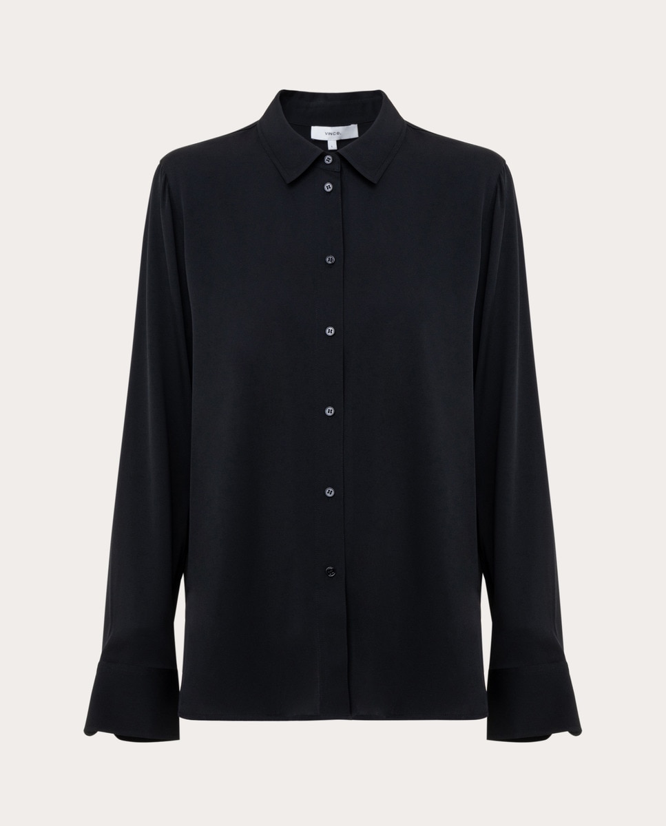 Camisa de seda Preto-1