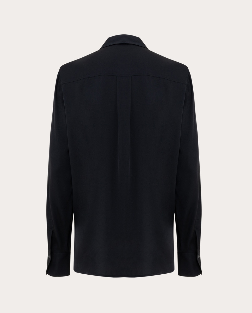 Camisa de seda Preto-2