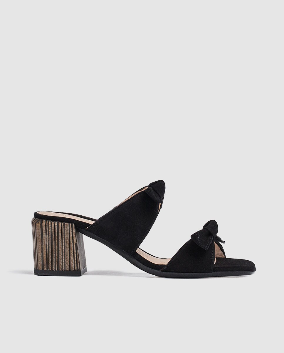 Mule de mujer Wonders en ante negro con adorno lazos · Wonders · El Corte Inglés