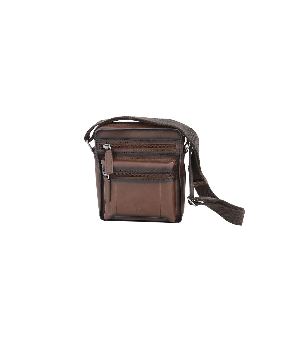 Bolsa Tiracolo DAKAR em pele - Castanho 1