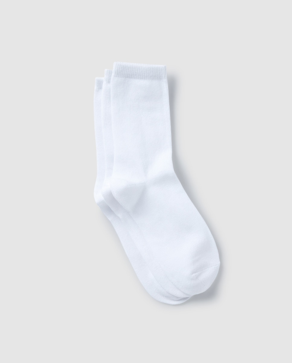 Pack 3 calcetines lisos infantiles Blanco-1