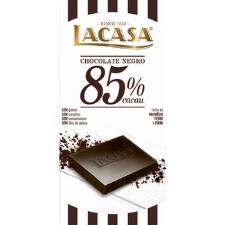 Chocolate Preto 85% Cacau sem Glúten embalagem 100 g - Lacasa
